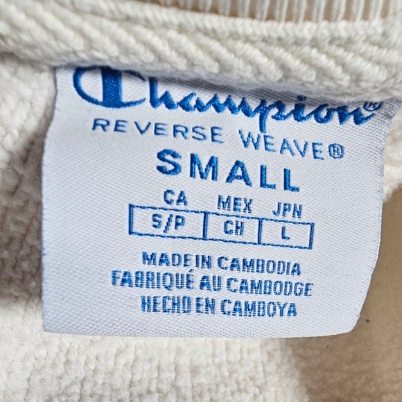 Champion Off White Cropped Sweatshirt Size Small - Picture 5 of 5